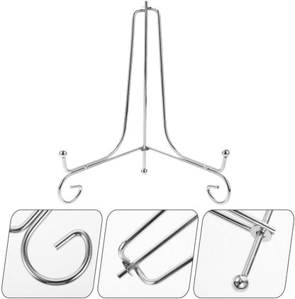 HOMSFOU Iron Plate Stand, Silver Easel Display Holder for Picture Frame, Photo Showing Rack