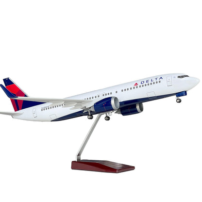 B737 Model Airplane 18.5 Inches Long 1/150 Scale 737 Aircraft with LED Lights and Airport Scene Accessories Ideal Display and Gift