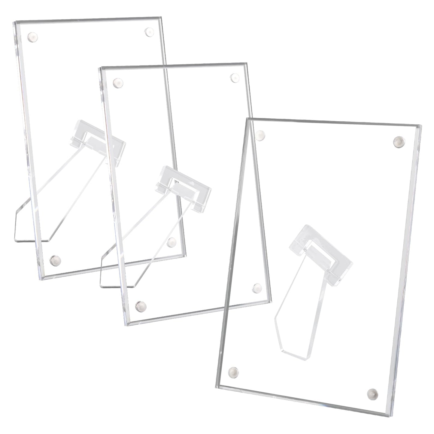 3 Pack 4x6 Acrylic Picture Frames with Stand, Floating Effect, Frameless Frame with Strong Magnets, for Wedding Sign Reception, Decoration, Photos and Art Display