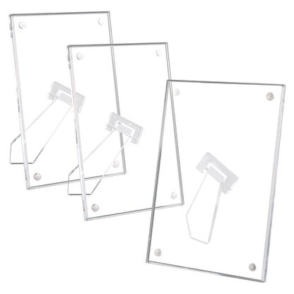 3 Pack 4x6 Acrylic Picture Frames with Stand, Floating Effect, Frameless Frame with Strong Magnets, for Wedding Sign Reception, Decoration, Photos and Art Display