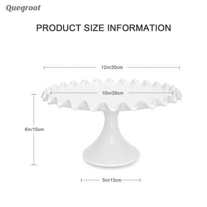 Quegroot 12-Inch Porcelain Round Cake Stand - White Dessert Stand for Wedding, Birthday Party