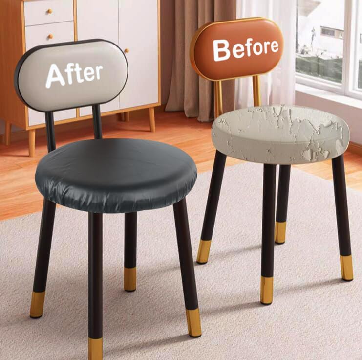 15"-20" 2 Pack Sigmat Round Stool Covers, Stretch Waterproof Bar Stool Seat Cover Round Chair Covers White