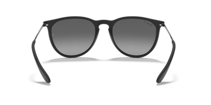 Ray-Ban RB4171 Erika Round Sunglasses, Rubber Black/Light Grey Gradient Grey Polarized, 54 mm