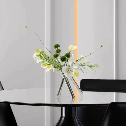 Artificial Bonsai Tree Light Luxury Creative Round Tube Simulation Flower Art Decoration Sample Room Living Room Porch Flower Arrangement Simple Decoration Artificial Plant Bonsai Tree