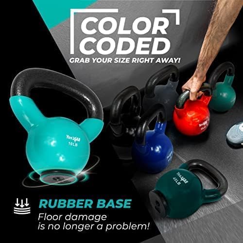 Yes4All Kettlebells Rubber Base, Kettlebell Set for Women, Strength Training Kettlebells Weights (10-65 lbs)