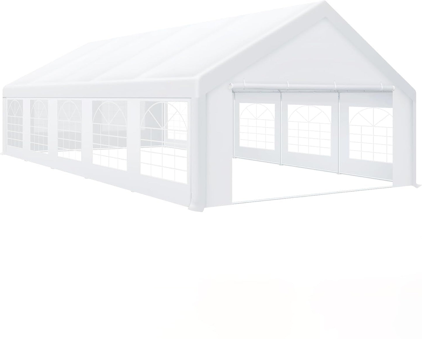 COBIZI 16x32FT Party Tent Heavy Duty White Event Shelter Outdoor Wedding Gazebo Canopy for Parties Carport BBQ Commercial with Removable Sidewall Windows, Powder Coating (Better Than Galvanized)