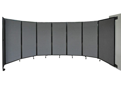 Wall-Mounted Folding Room Divider 360 | Adjustable Widths | Locking Wheels | Room Separator | Up to 19'6" Wide x 6' Tall Charcoal Gray Fabric Panels
