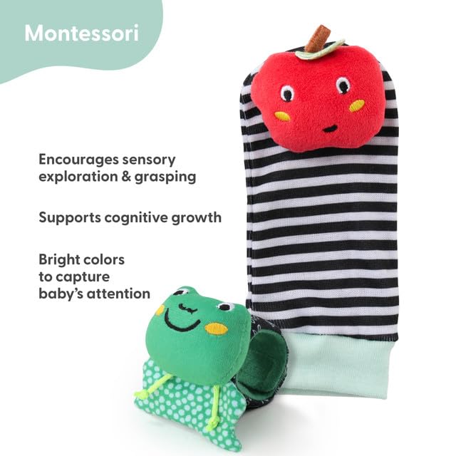 The Peanutshell Sock Rattles Set of 5 - Girl Boy Rattle Socks, Baby Toys 0-6-12 Month, Animal Newborn High Contrast Baby, Infant, Newborn Toys 0-3 0-6 Months Old Babies - Montessori