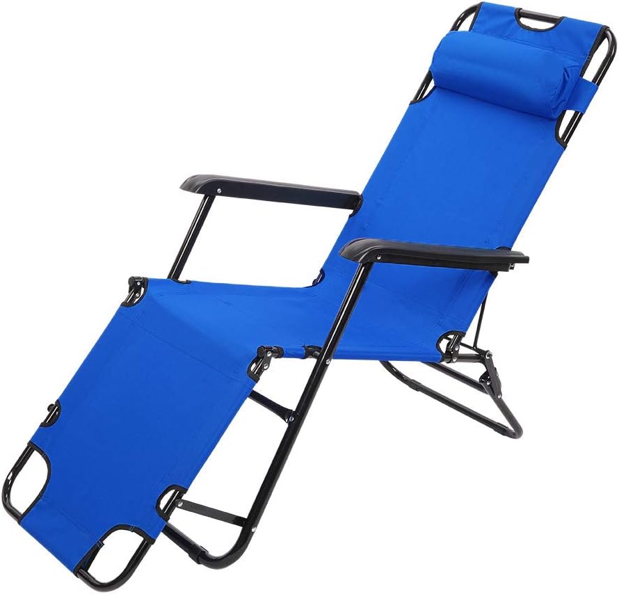 Kcelarec Outdoor Folding Chaise Lounge Chair, Patio Sun Lounger Reclining Beach Chair Sun Patio Pool Lawn Recliner