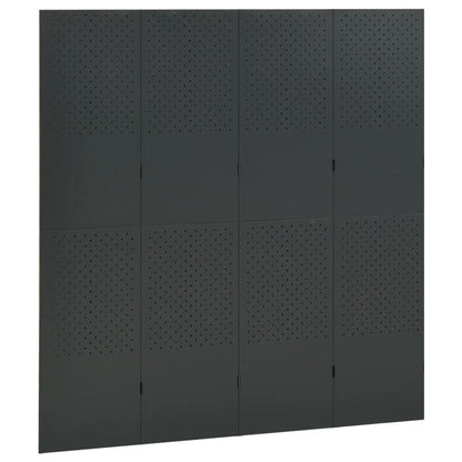 Outdoor/Indoor Room Divider, Room Screen Divider Wall Protection Privacy Furniture Indoor Bedroom, 4-Panel Room Divider Anthracite 63"x70.9" Steel