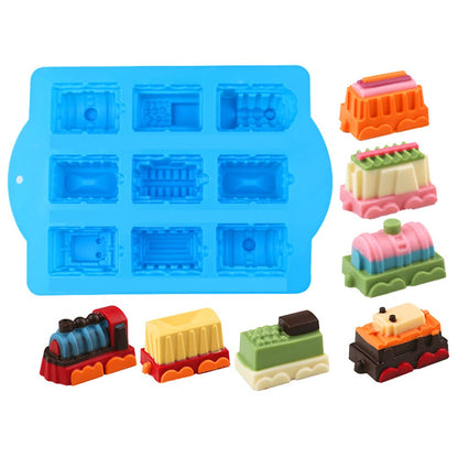 XMOX Large 9.6 Inch 3D Choo Choo Train Chocolate Mold Car Silicone Mold Candle Wax Soap Epoxy Resin Clay Mould Cake Molds DIY Handmade Hand Crafts
