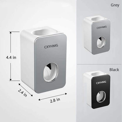 Toothpaste Dispenser - 2 PCS Automatic Squeezer for Kids & Family, Wall Mount Bathroom Accessories, Grey