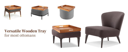 Serving Tray with Handles, 20 Inch Large Square Ottoman Tray Acacia Wood Decorative Tray for Living Room, Ottoman Coffee Table, Kitchen, Appetizers, Breakfast, Patio, Party