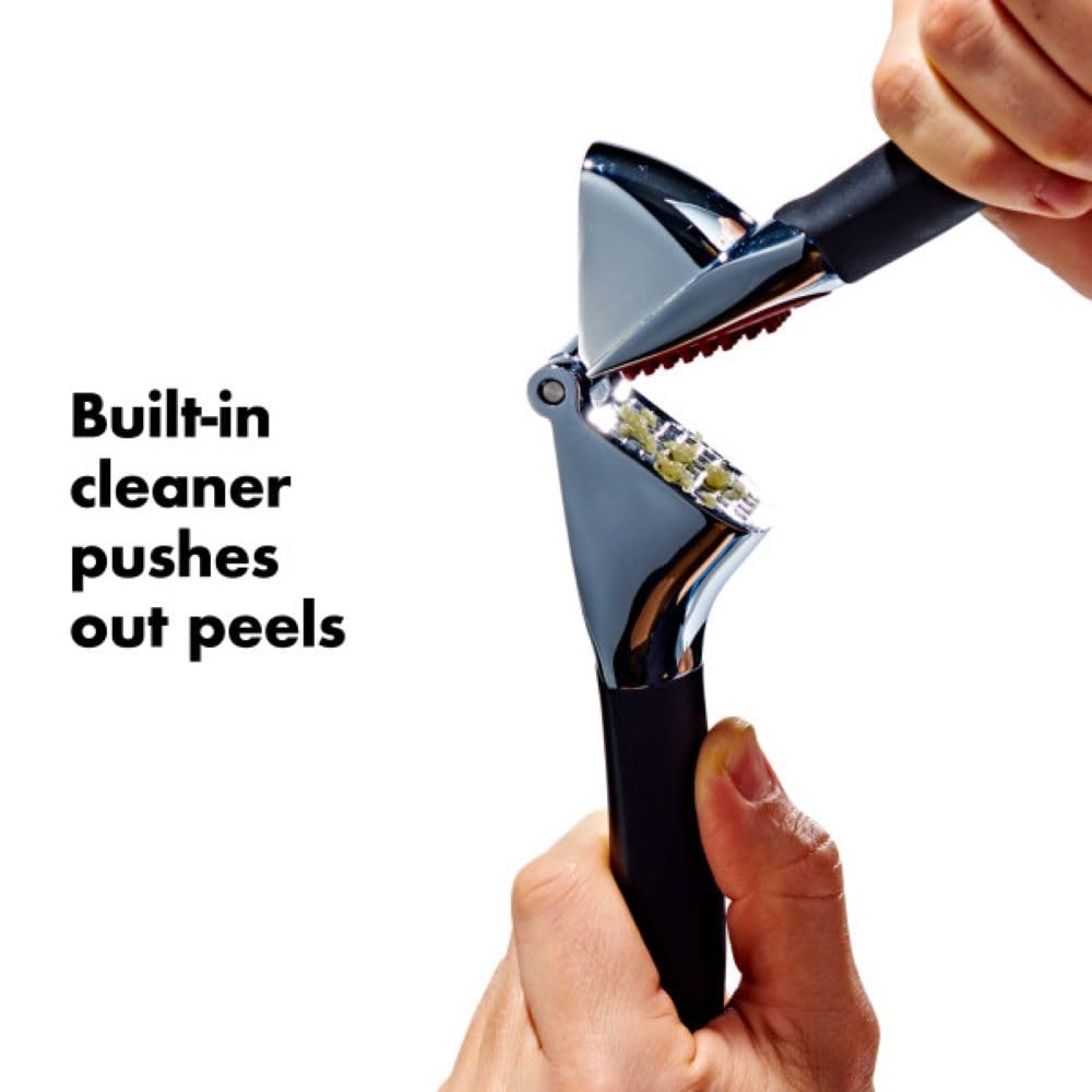 OXO Good Grips Heavy Duty Garlic Press, Die-Cast Zinc, Black