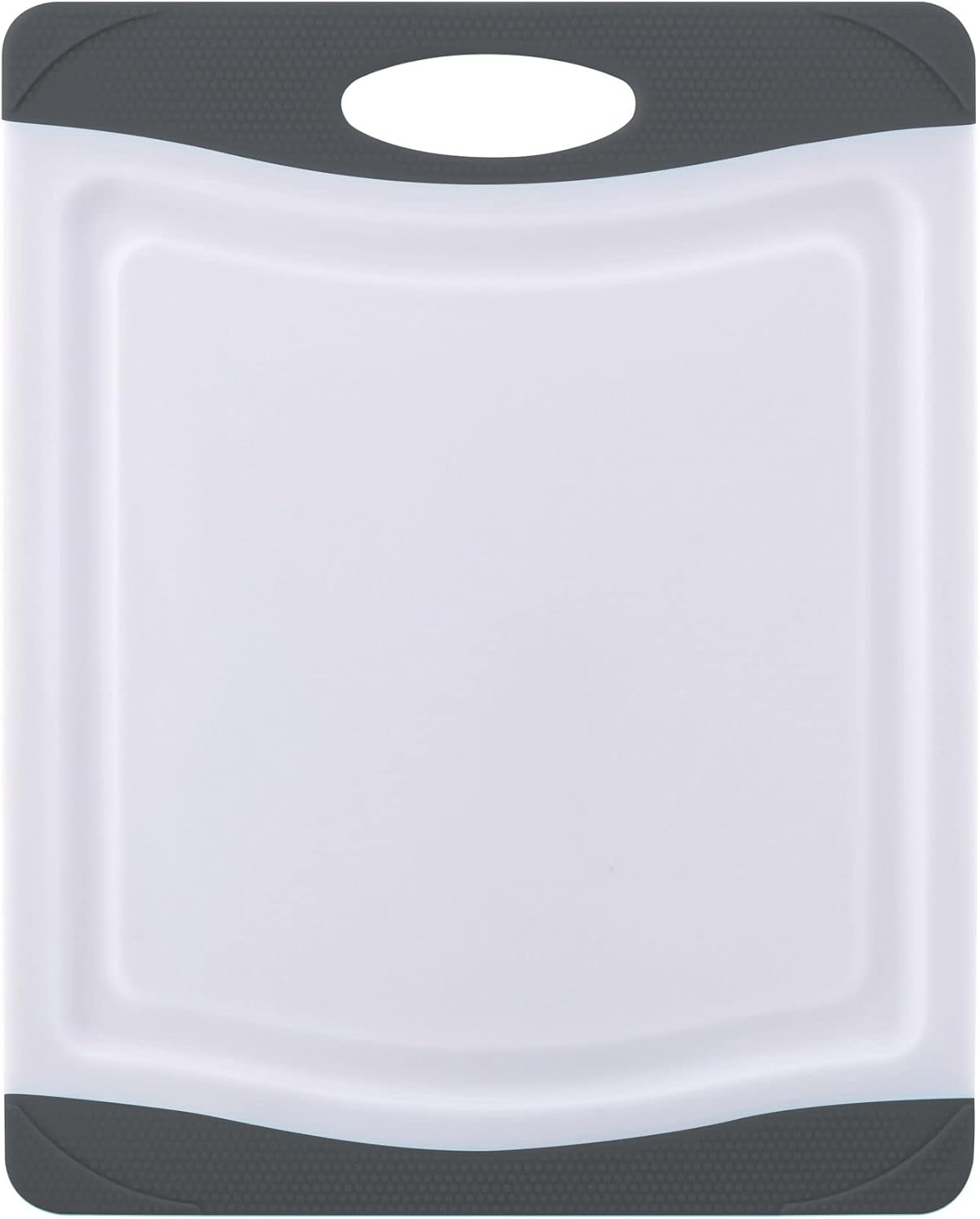 Farberware Nonslip Poly Cutting Board, 8x10-Inch, Gray and White