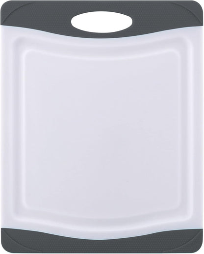 Farberware Nonslip Poly Cutting Board, 8x10-Inch, Gray and White