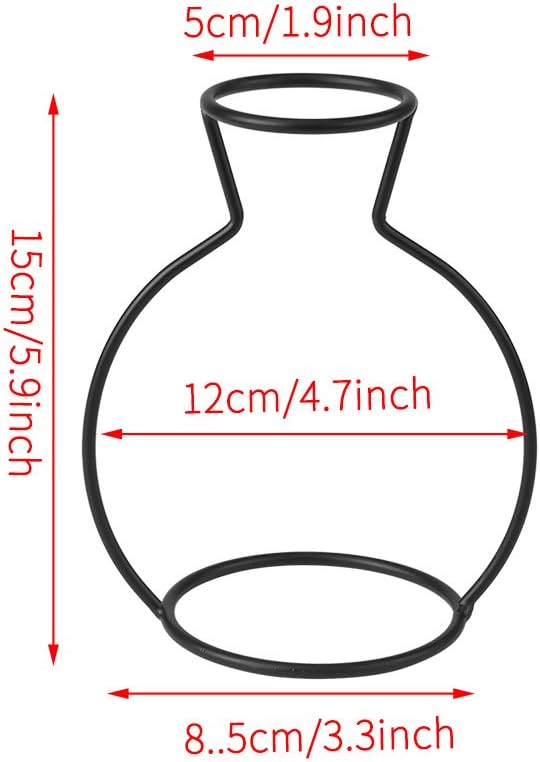 Black Iron Metal Vase Frame, Tabletop Display Holder for Plants, Flower Stand, Indoor Cafe Home Decoration