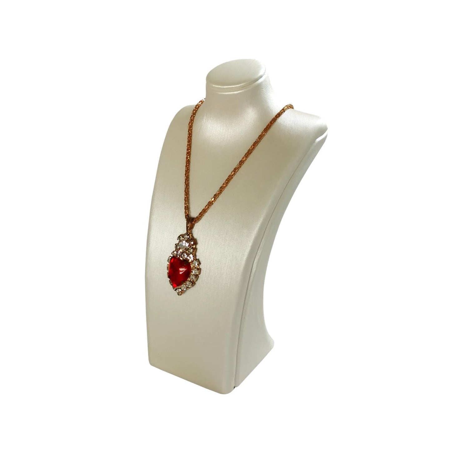 SCIKHEFT PU Leather Necklace Display Stand Necklace Bust Pendant Rack for Counter Showcase (White, Small)