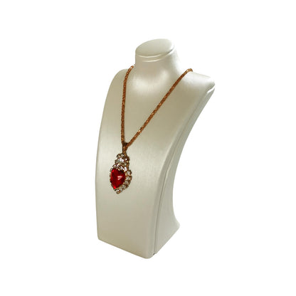 SCIKHEFT PU Leather Necklace Display Stand Necklace Bust Pendant Rack for Counter Showcase (White, Small)