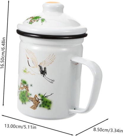 Enamel Mug Tea Cup with Infuser, Coffee Cups for Camping, Unbreakable Chinese Tea Cup, Classic Stainless Steel