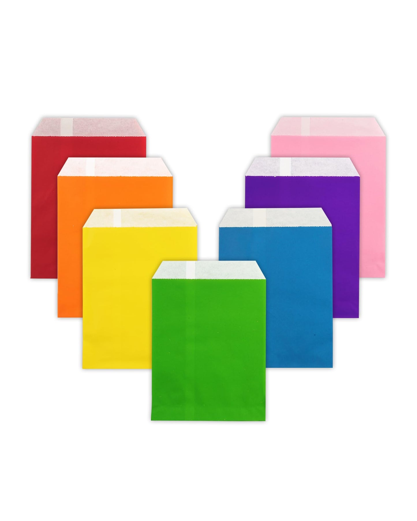 KEYYOOMY 4x6 Inch Paper Treat Bags Rainbow Candy Bags 100 Pack Candy Buffet Bag Small Paper Cookie Bag for Halloween Christmas Party (100 CT, 4x6 Inch)