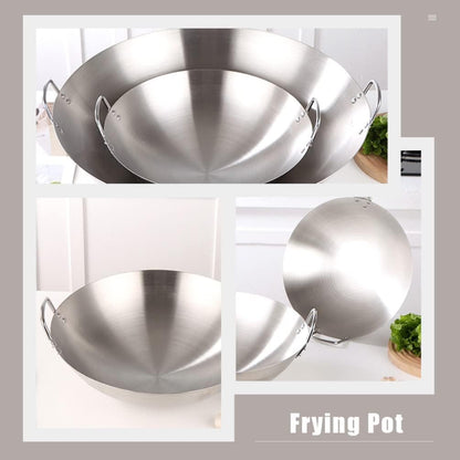 DOITOOL Stainless Steel Wok, 11 Inch Non-Stick Frying Pan, Dual Handle Kitchen Cookware