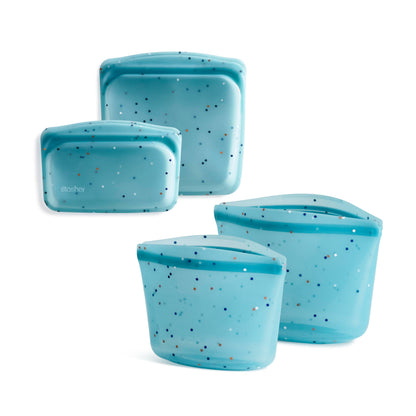 Stasher Premium Silicone Reusable Food Storage Bags, 4-Pack, Multi, Multi-Use Food Storage Bags, Lunch Bag, Travel Containers, BPA Free, Leak-free, Dishwasher-Safe, Eco-friendly