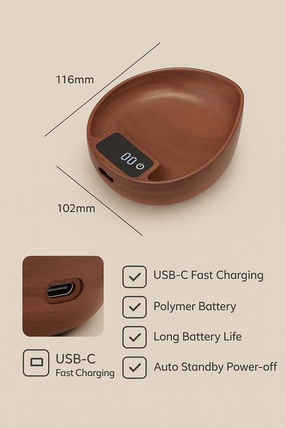 Luviora Coffee Scale with Spoon – 0.1g Precision Walnut Wood Digital Coffee Bean Scale, USB-C Rechargeable Espresso Scale for Pour Over, Drip & Kitchen Use, Minimalist Design