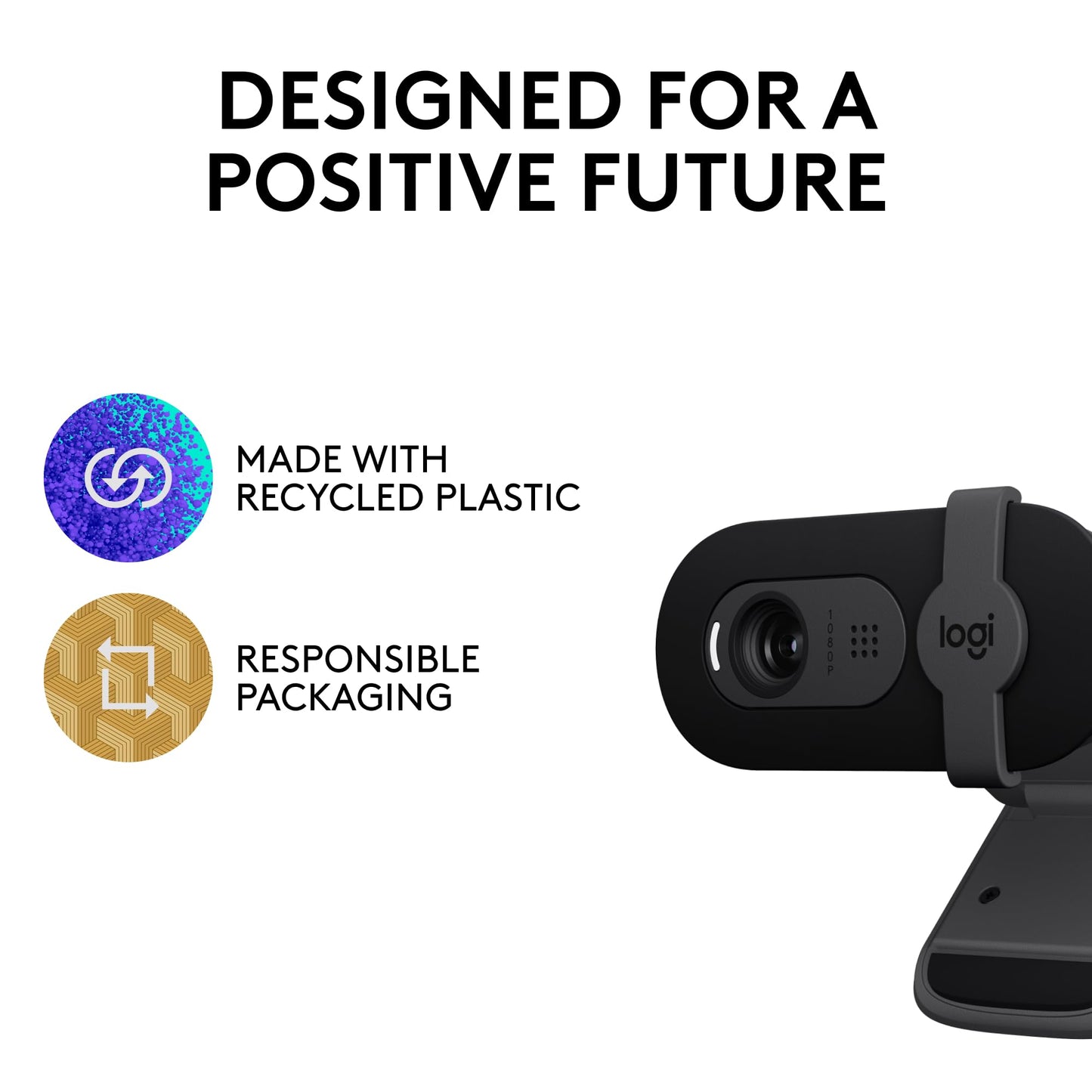 Logitech Brio 101 Full HD 1080p Webcam for Meetings, Streaming, Desktop, Laptop, PC - Built-in Mic, Shutter, USB-A, Teams, Zoom - Black