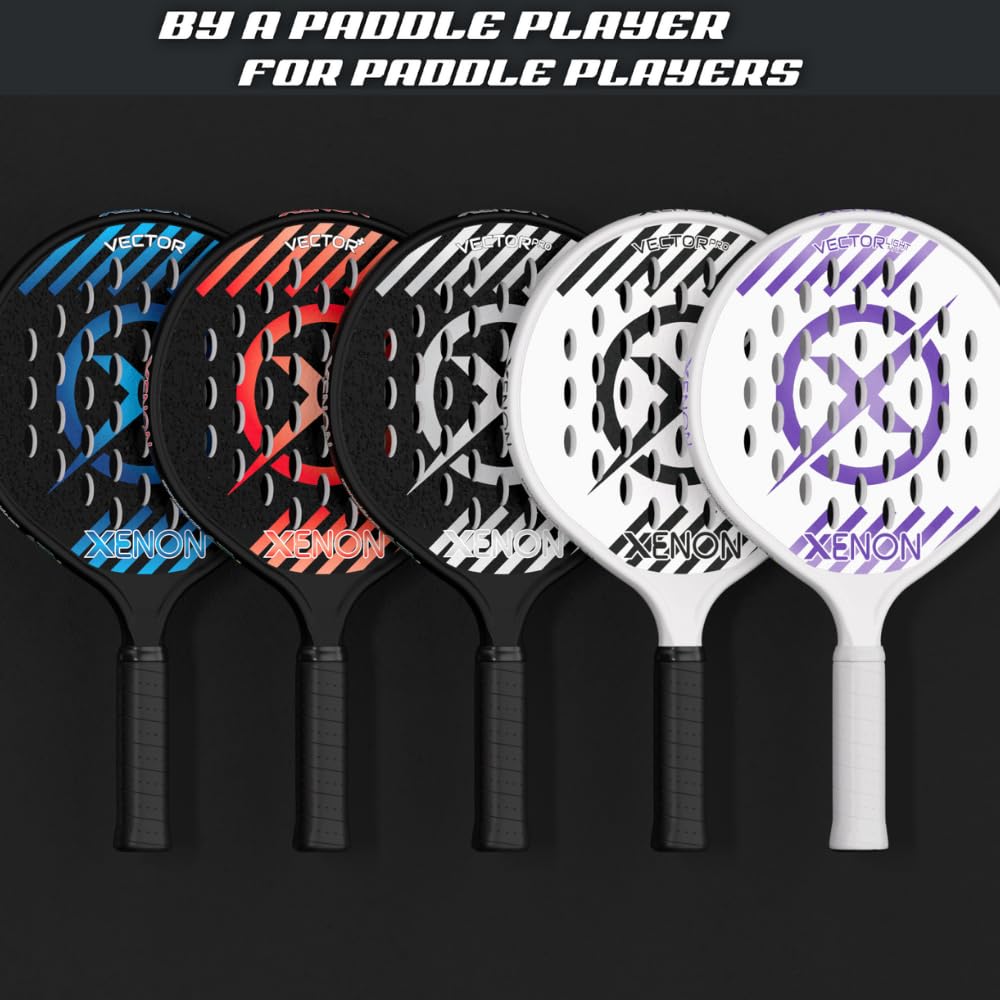 Vector Spin Max Version 2 Platform Tennis Paddle by Xenon Paddle, Oversize Head, Even Balance Point, Medium Firmness Foam Core, Power and Control, 4.25” Grip