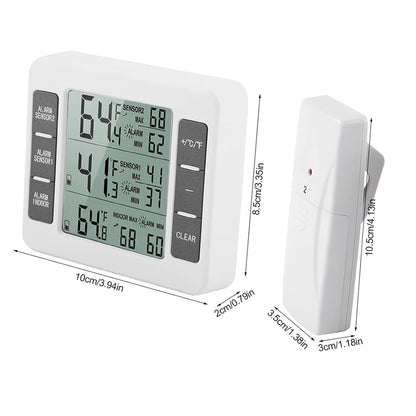 Refrigerator Thermometer - LCD Digital Temperature Meter with Audible Alarm and Max/Min Record Function