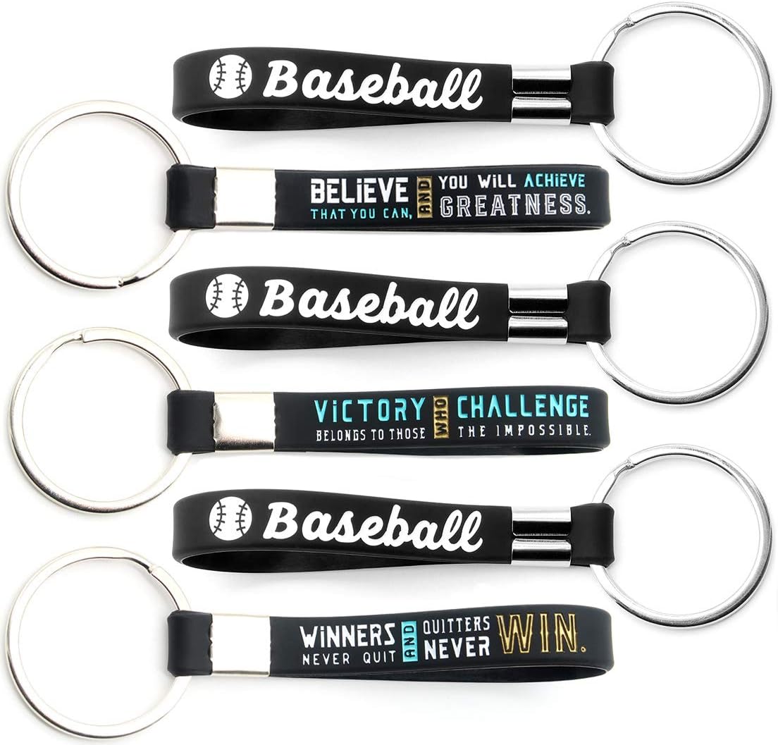 Inkstone Baseball Keychains, 12 Pack, Sports Inspirational Quotes, Flexible Gifts for Your Team, Friends, Colleagues