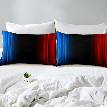 Feelyou Geometric Abstract Ombre Women Bed Sheets Kids Teens Blue Red and Black Striped Sheet Set Decor Modern Fashion Bed Set Bedroom Collection 4Pcs Queen Size