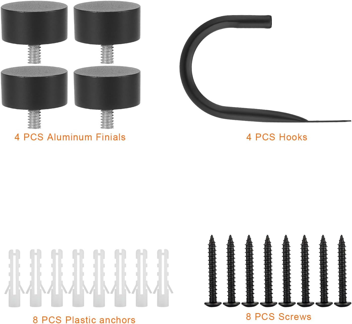 Premium Curtain Holdback, Set of 4 Quality Metal Decorative Holdbacks with Rust-Proof Zinc Alloy Cap Finials