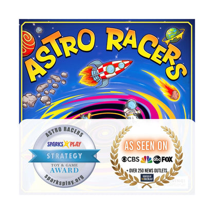 Astro Racers Board Game, Fun for Kids and Adults, 2-4 Players, Ages 5+, Solar System Racing Theme, Family-Friendly Strategy Game. Educational & Skill-Building.