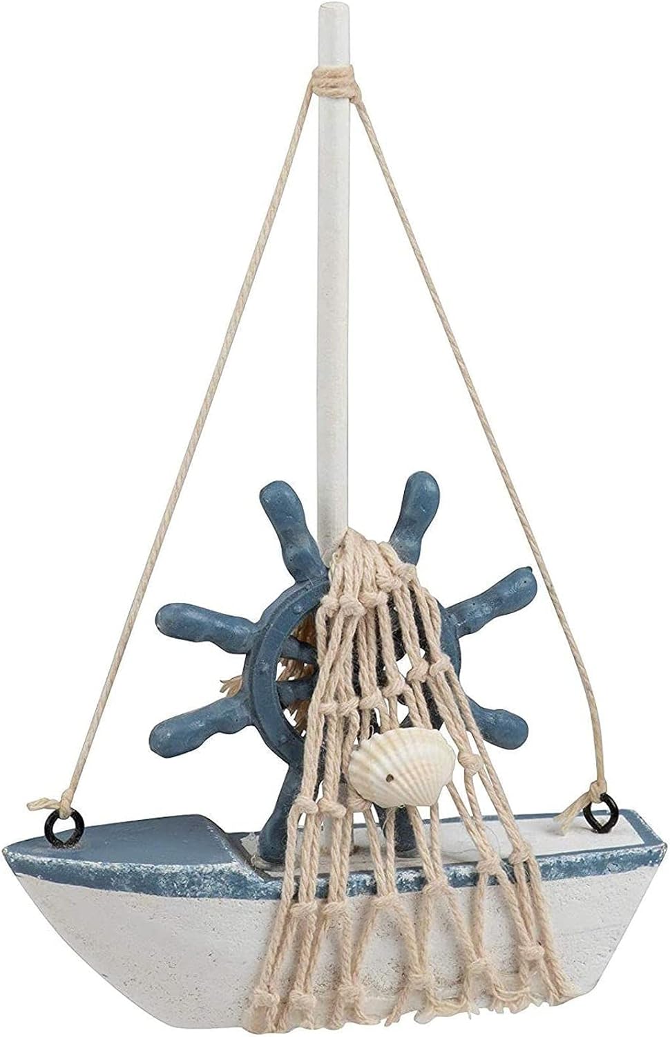 Sailboat 4 Pack, 4.4 6.8 1.25 Sailboat Juvale Mini Wooden Models for Nautical Decor - x x in, Blue & White - Coastal