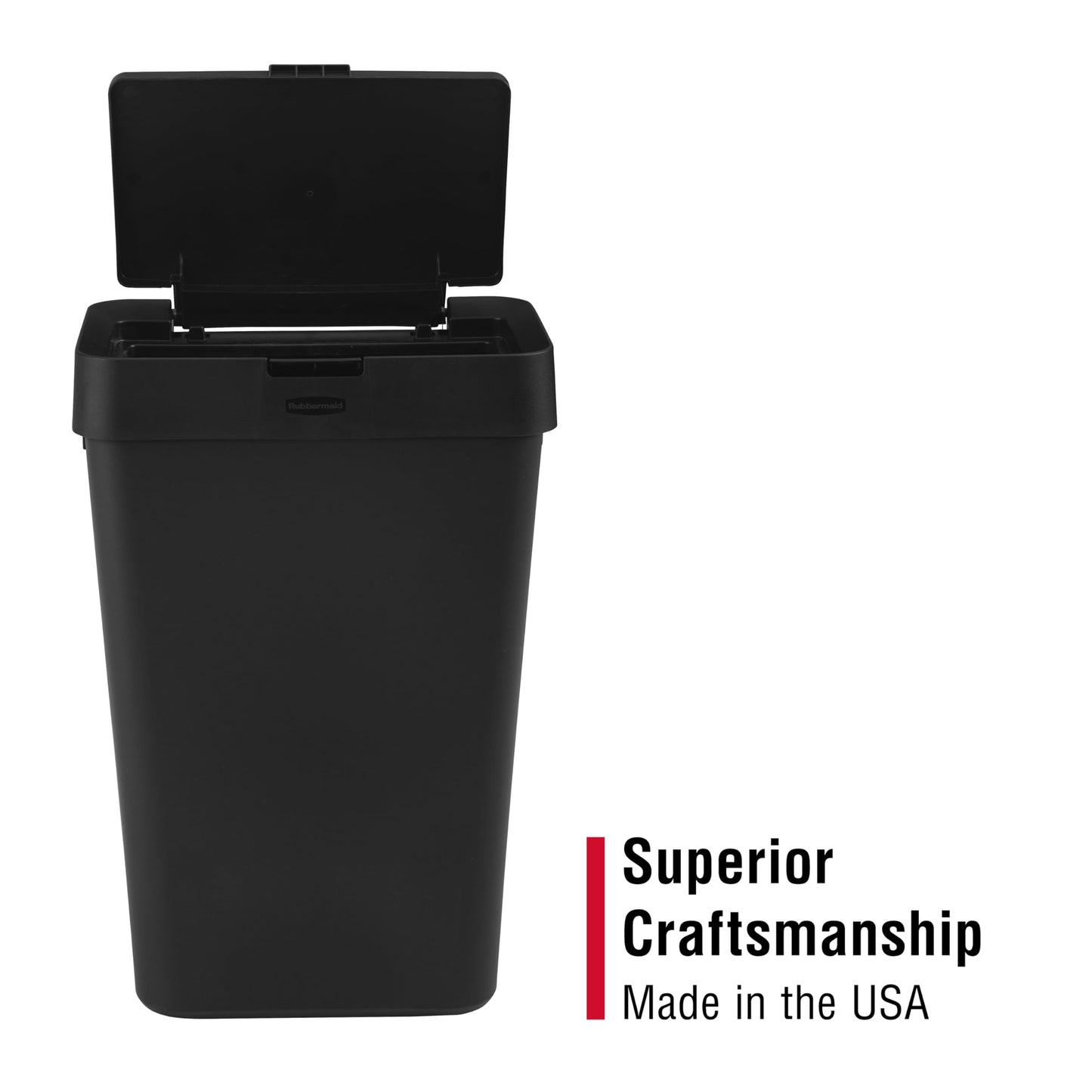 Rubbermaid Touch-Top Kitchen Trash Can with Lid, 12.2 Gallon, Black, Garbage Container for Home/Kitchen/Apartment/Garage