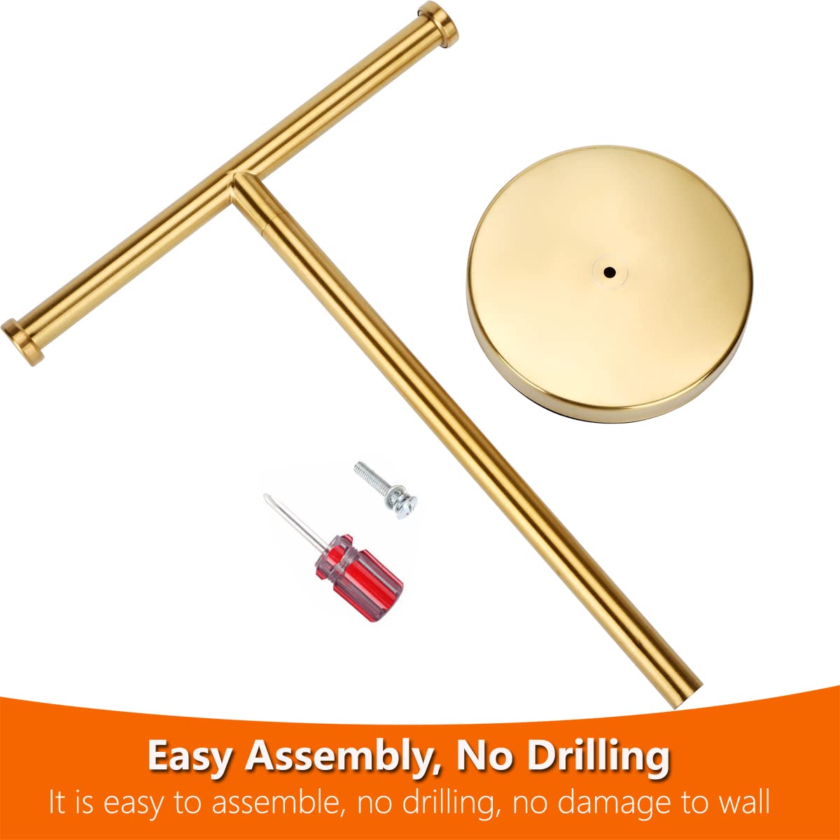 Kalitro Gold Towel Rack Hand Towel Stand, Bathroom Towel Holder Stand SUS304 Stainless Steel (Gold)