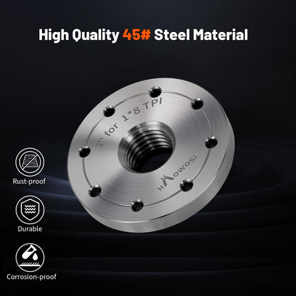HAowosi 3" Steel Wood Lathe Faceplate,Faceplate for Wood Lathe,Lathe Face Plate Fit for 1" x 8TPI Spindle without Screwchuck
