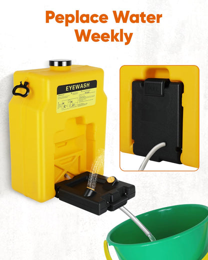 Portable Eyewash Station 14 Gallon with Wall Mount, OSHA Approved Gravity Fed Emergency Eye Wash Station, Heavy Duty Self Contained Unit for Industrial Worksites, Warehouses, Manufacturing