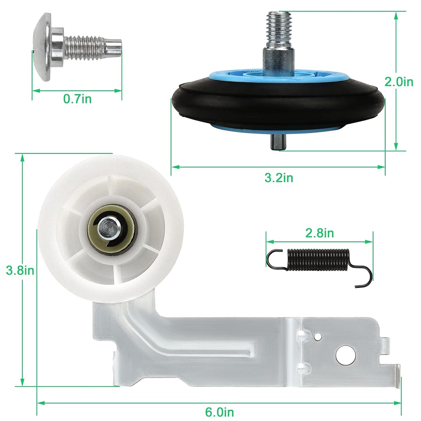 Samsung Dryer Parts Replacement Kit DV45H7000EW A2 DV42H5000EW A3 Roller Belt Idler Pulley Tension Spring