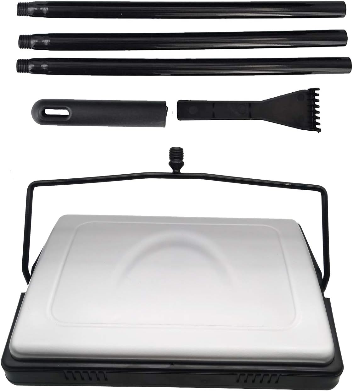 EZ SPARES Quiet Floor Sweeper with Pig-Bristles, Strong Roller Brush for Carpet Cleaning, Great for House, Office,