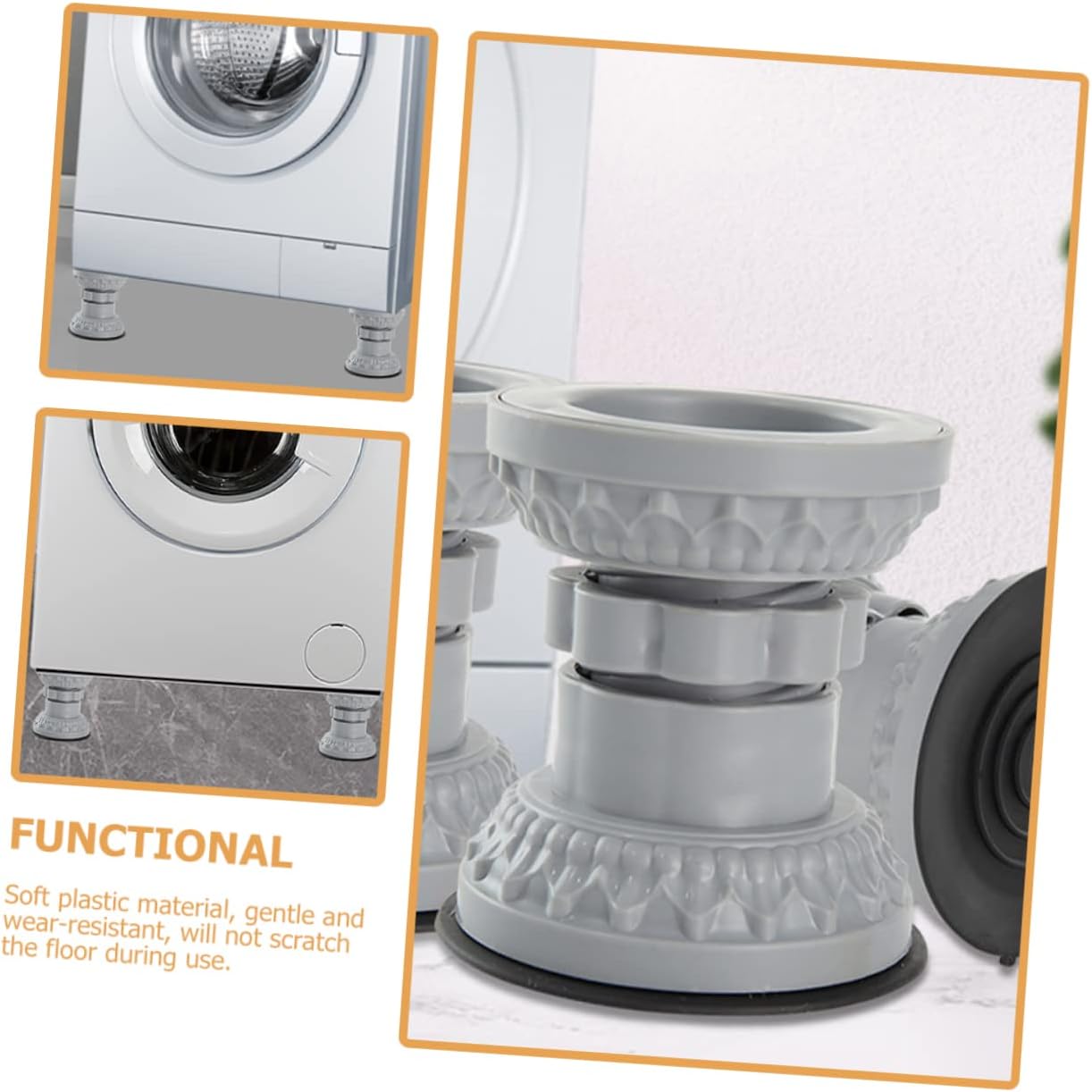 Housoutil 4pcs Anti Vibration Pads for Washing Machine, Washer Leg Stabilizer Support