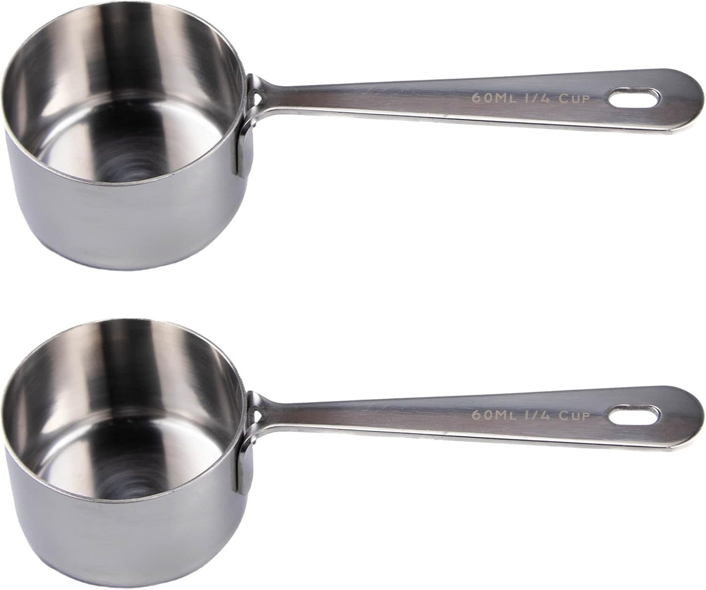 Honey Bear Kitchen 1/4 Cup Measuring Scoop Cups v2 - Polished Stainless Steel (Set of 2)