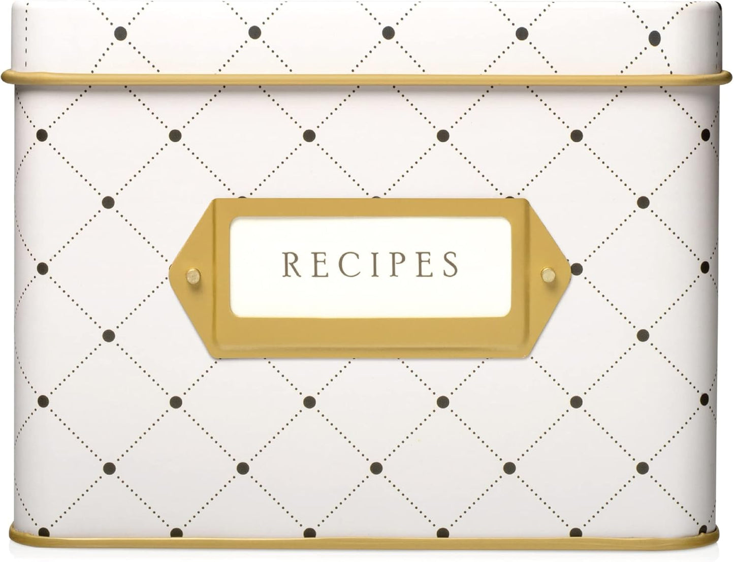 Jot & Mark Decorative Recipe Tin Box for 4” x 6” Cards, Greeting Card Holder
