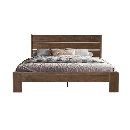 Full Size Solid Wood Platform Bed Frame, Headboard & Footboard, 12 Heavy-Duty Slatted Design, Center Metal Legs, Easy Assembly, No Box Spring Needed, Anti-Noise & Slip-Free, Barnwood Finish QIF-30