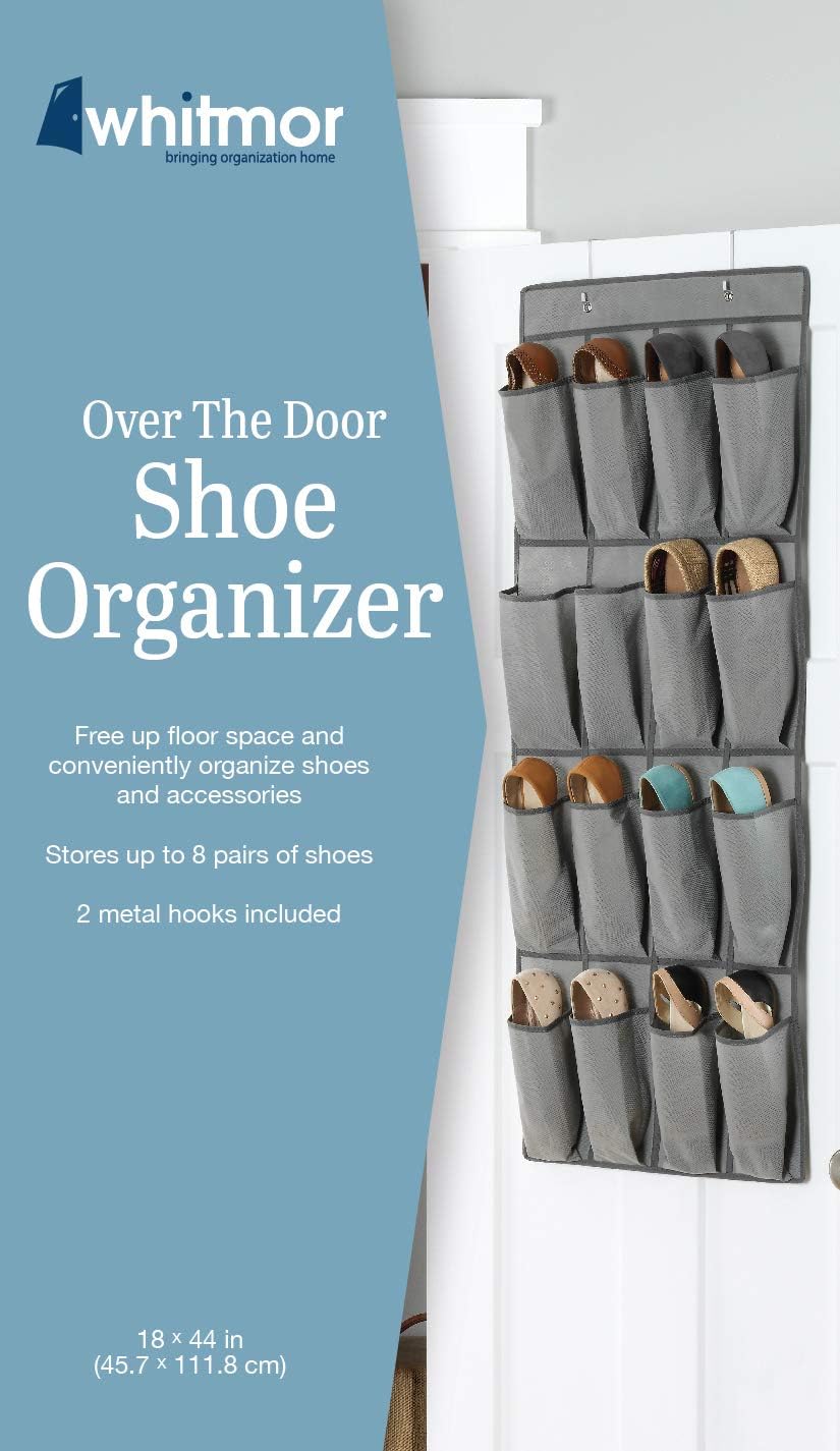 16 Whitmor Pocket OTD Shoe Organizer Gray