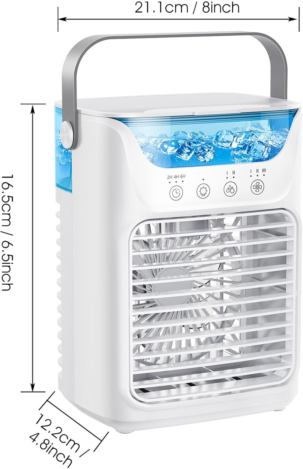 Portable Air Conditioner Fan 4 in 1, 700ML Mini Cooler with Touchscreen, 3 Speed Humidify & 7 LED Light