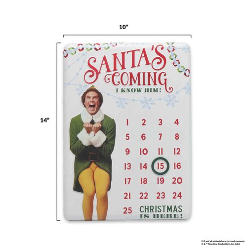 Elf Movie Embossed Metal Christmas Countdown Calendar - Fun Elf Christmas Calendar with Magnet for Home Decorating