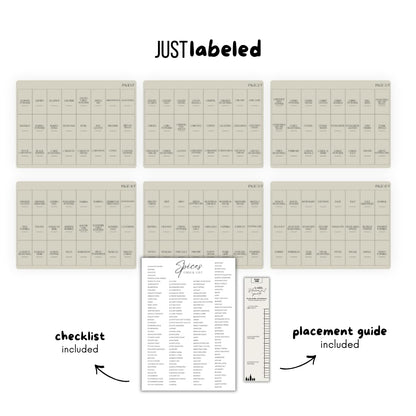 Spice Labels - 168 Aesthetic Beige Spice Labels for Jars - Waterproof Stickers for Spice containers - Preprinted Minmalist Oilproof Herbs & Seasoning Labels